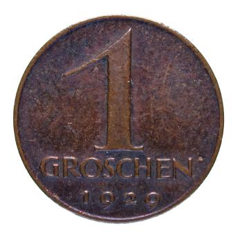 Österreich 1 Groschen 1929 – Bronze‑Münze der Ersten Republik