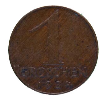 Österreich 1 Groschen 1934 – Bronze‑Münze der Ersten Republik