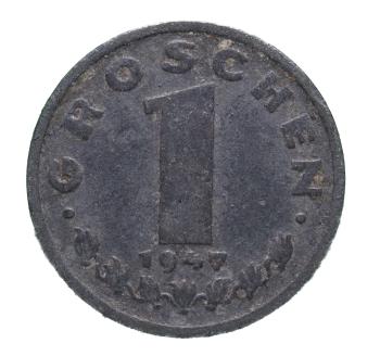 1 Groschen 1947 aus Zink, österreichische Nachkriegsprägung.