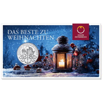 Silbermünze Wiener Philharmoniker 2025 im Weihnachtsblister