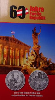 10 Euro Silber 2005 60 Jahre Zweite Republik Hgh Blister