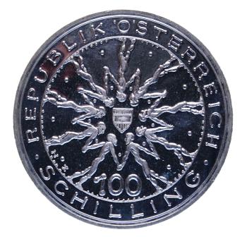 Preview: 100 Schilling Silber 1978 – Wertseite mit österreichischem Wappen, Polierte Platte