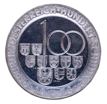 Preview: 100 Schilling Silbermünze Österreich 1978 – Arlbergstraßentunnel, Polierte Platte
