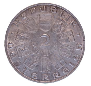 Preview: Bundesadler und Nominalangabe auf 2-Schilling-Silbermünze 1929