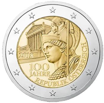 2 Euro Österreich 2018 – 100 Jahre Republik Österreich – Motivseite