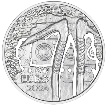 Preview: Vorder- und Rückseite der 20-Euro-Silbermünze 2024 Bergbau