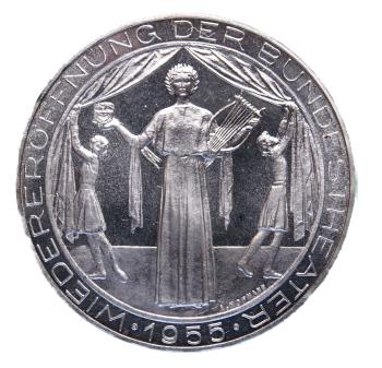 25 Schilling Silber 1955 PP – Vorderseite mit Theatermotiv