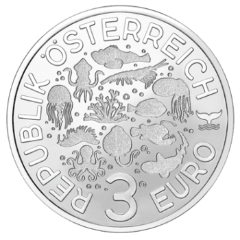 Preview: Rückseite der 3-Euro-Münze 2023 Tiefsee-Anglerfisch aus Österreich
