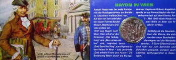 „5-Euro-Silbermünze 2009 Joseph Haydn aus Österreich in originaler Miniblister-Verpackung, Prägequalität Handgehoben“