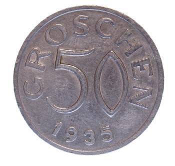 50 Groschen 1935 Österreich – Cu-Ni Münze der 1. Republik