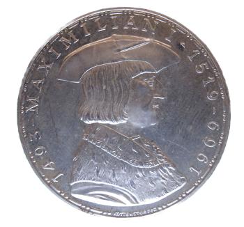 Porträt Kaiser Maximilian I. – 50 Schilling Silber 1969 PP