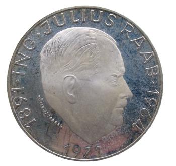 Porträt Julius Raab – 50 Schilling Silber 1971 PP