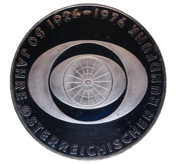 50 Schilling Silber 1974 50 Jahre Österreichischer Rundfunk PP