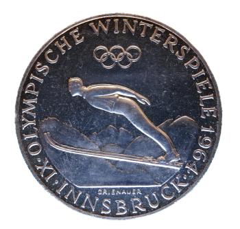 Skispringer & Innsbruck 1964 – 50 Schilling Silber PP