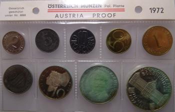 Österreich Kleinmünzsatz 1972 Schilling Polierte Platte