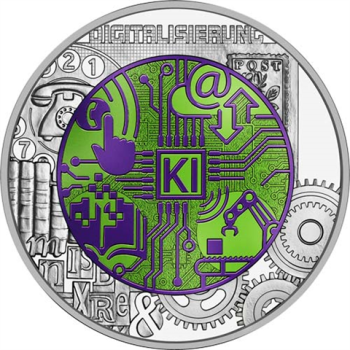 Preview: Rückseite der 25 Euro Silber-Niob-Münze 2025 – Digitalisierung