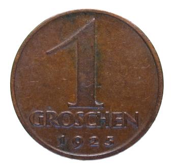 Österreich 1 Groschen 1925 – Bronze‑Münze der Ersten Republik