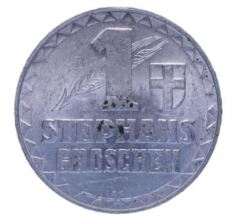1 Stephansgroschen 1950 aus Aluminium mit Wappen Wien – Vorderseite