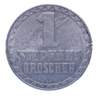 Stephansgroschen 1950 aus Aluminium ohne Wappen – Vorderseite