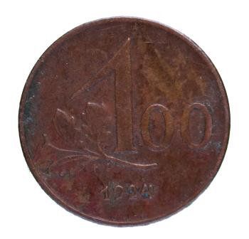 100 Kronen 1924 Kupfermünze – Rückseite mit großer Wertangabe 100