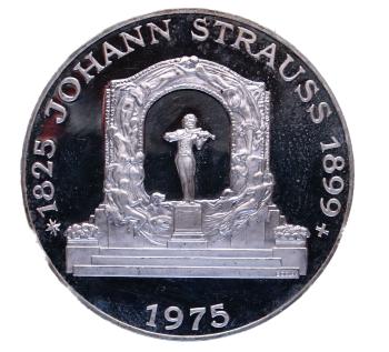 100 Schilling Silber 1975 150. Geburtstag von Johann Strauß Sohn PP