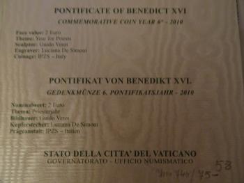 2 Euro Vatikan 2010 Priesterjahr