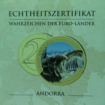 2 Euro Andorra 2014 Steinadler mit Gold und Farbapplikation