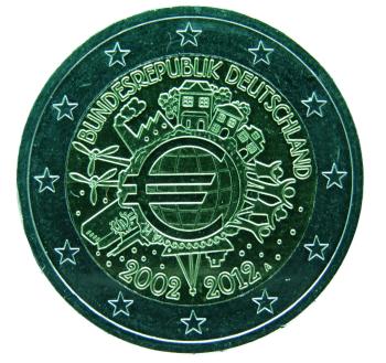 2 Euro Deutschland 2002-2012 10 Jahre Bargeld