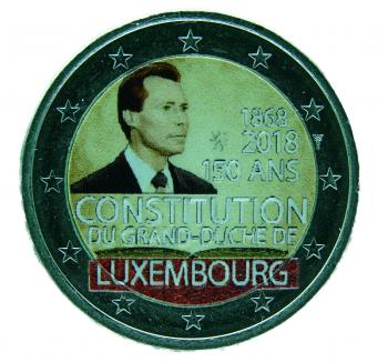 2 Euro Luxemburg 2018 150 Jahre Verfassung mit Farbapplikation