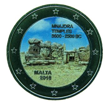 2 Euro Malta Mnajdra 2018 mit Farbapplikation