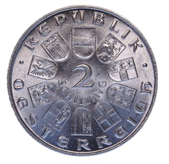 Bundesadler und Nominalangabe auf 2-Schilling-Silbermünze 1929