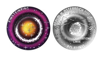 Avers und Revers der Münze Einsteinring 2025 – detailreiches Design in Polierter Platte