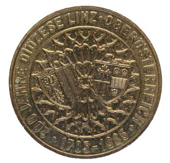 Österreich 20 Schilling 1992 – Gedenkmünze „200 Jahre Diözese Linz“, Vorderseite