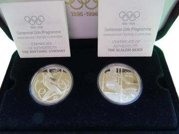 200 Schilling Silber 1995 Kunstturnerin & 1996 Skirennläufer PP im Etui