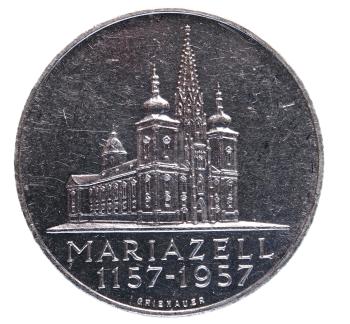 25 Schilling Silber 1957 – Basilika Mariazell Vorderseite