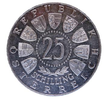 25 Schilling Silber 1962 Anton Bruckner Rückseite mit Wappen