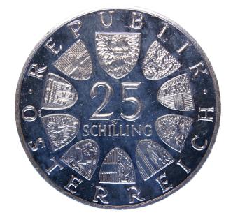 25 Schilling Silber 1972 Carl Michael Ziehrer PP Rückseite mit Wappen