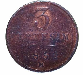 Centesimi 1852M Kupfermünze – Franz Joseph I. – Mailand – Königreich Lombardei-Venetien