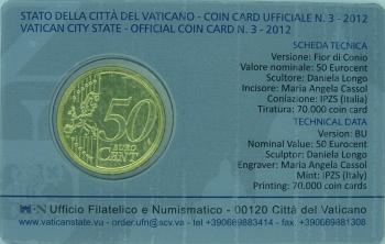 50 Cent Vatikan 2012 Coin Card N.3
