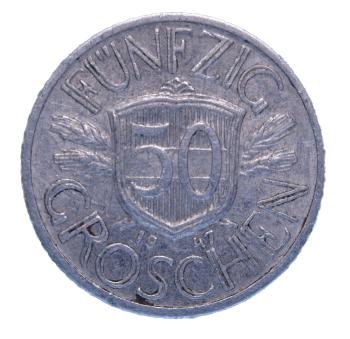 Österreich 50 Groschen 1947 aus leichtem Aluminium