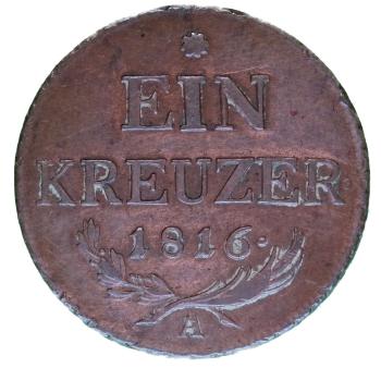 Ein Kreuzer 1816A Kupfermünze – Franz II. (I.) – Wien – österreichisches Kaiserreich