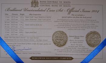 Malta Euro-Kleinmünzsatz 2014 mit Gedenkmünze „Unabhängigkeit“ und Münzmeisterzeichen im Etui