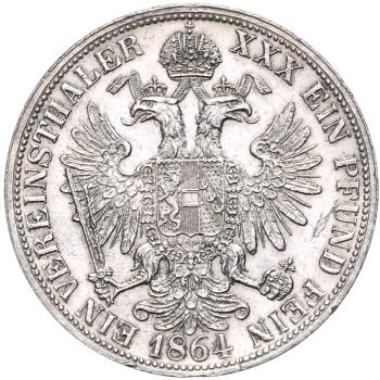 Ein Vereinstaler 1864 E Franz Joseph I.
