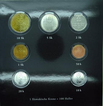 Kleinmünzsatz Slowakei Krone und Euro 2009 Blister