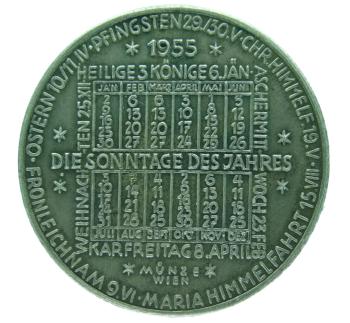Kalendermedaille Universitätsbund Innsbruck 1955