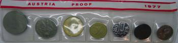 Kleinmünzsatz 1977 Schilling Set PP
