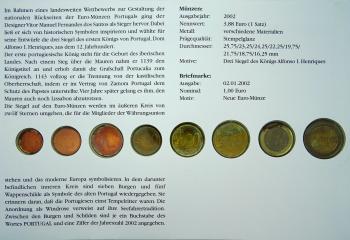 Numisbrief Kleinmünzsatz Portugal 2002 mit Briefmarke