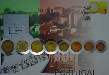 Numisbrief Kleinmünzsatz Portugal 2002 mit Briefmarke