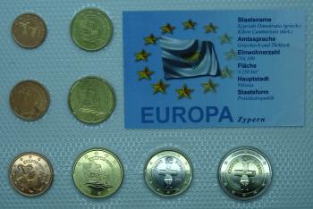 Euro Kleinmünzsatz Zypern 2008 in Noppenfolie
