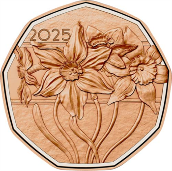 5 Euro Kupfer 2025 Narzissen